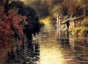  Aston Malerei - A Französisch Fluss Landschaft Landschaft Louis Aston Knight